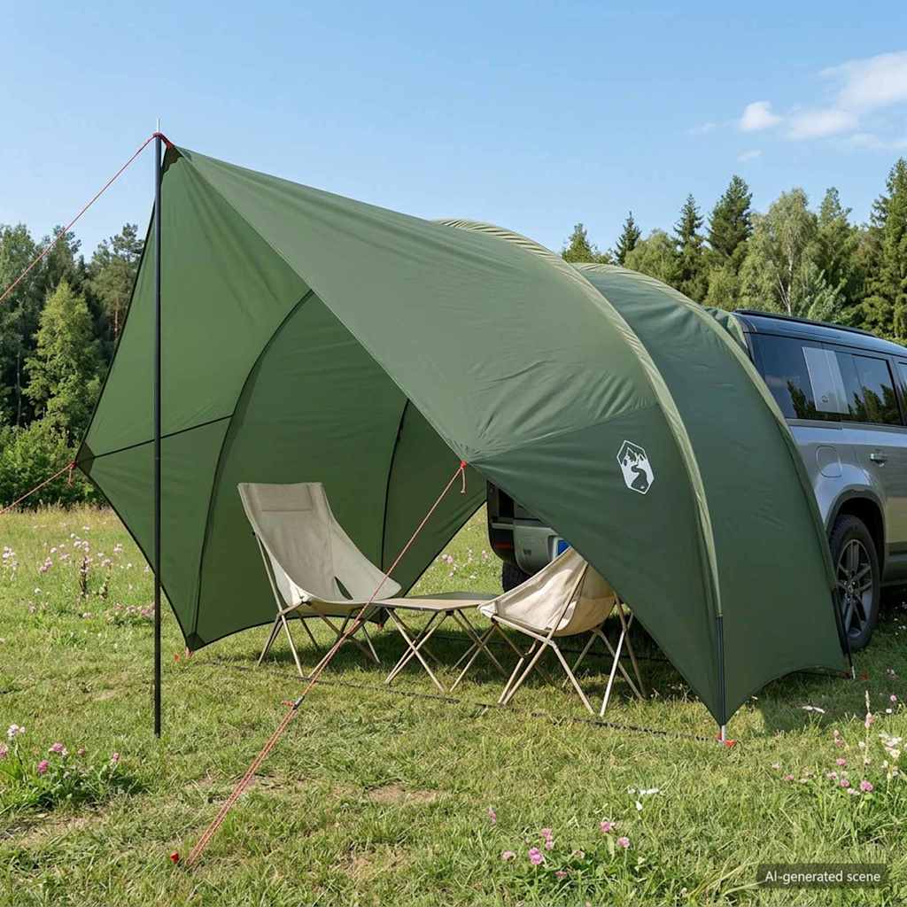 vidaXL Heck-Awnings wasserfest Olivegrün 405 x 280 x 220 cm