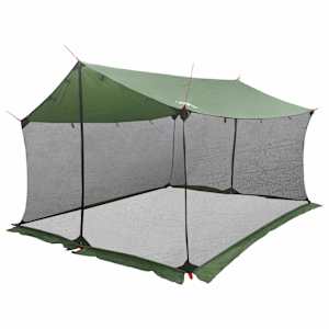 vidaXL K&auml;mpingu telk koos v&otilde;rguseintega 340 x 260 x 220 cm Roheline