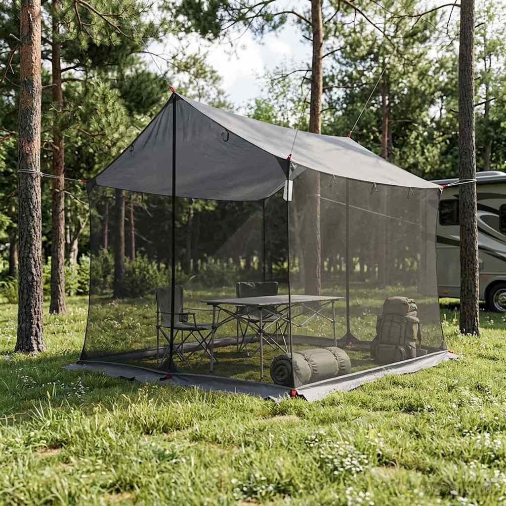 Camping-teltta verkkoseinillä Harmaa ja oranssi
