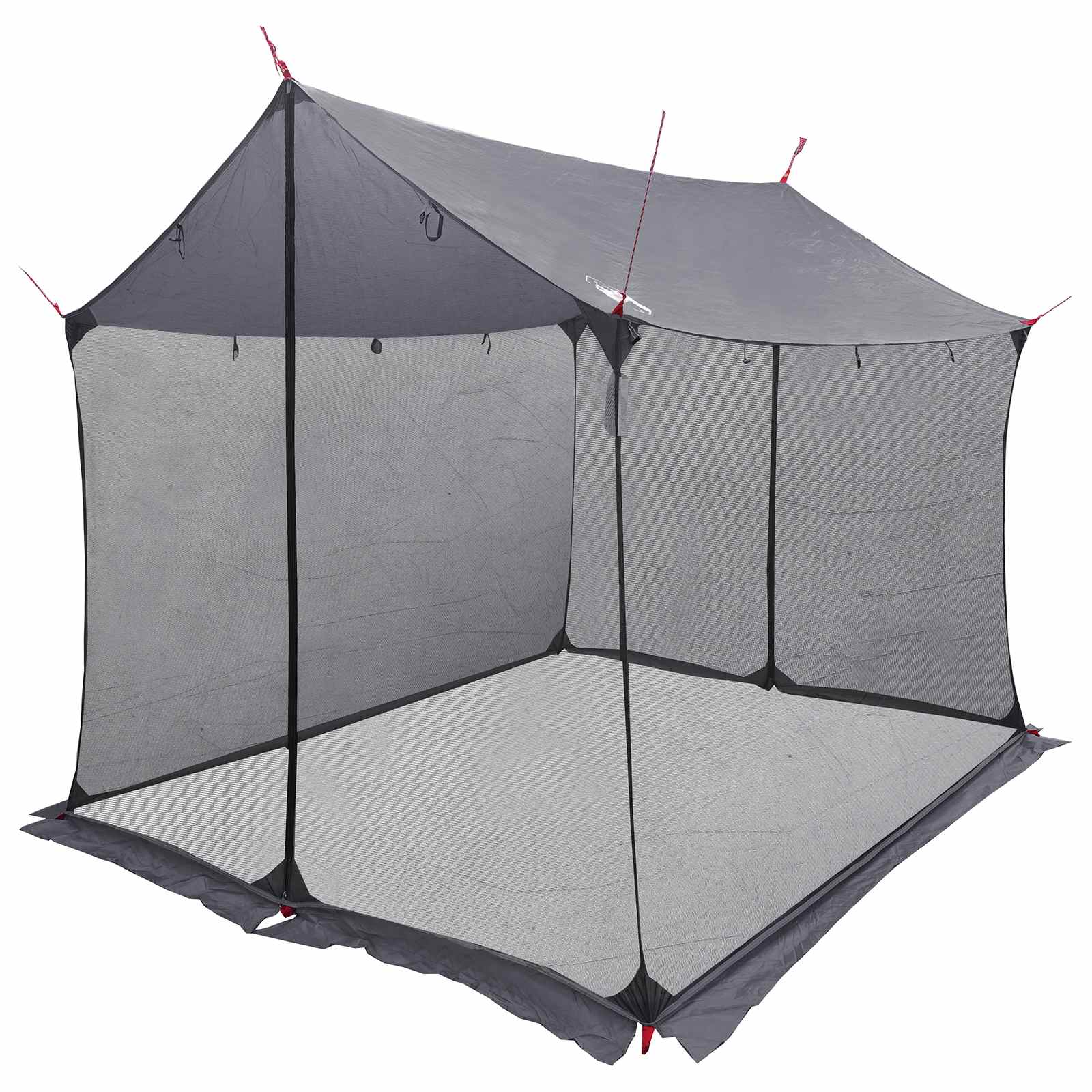 vidaXL Campingtarp med n&auml;tv&auml;ggar Gr&aring; och orange 270 x 210 x 210 cm