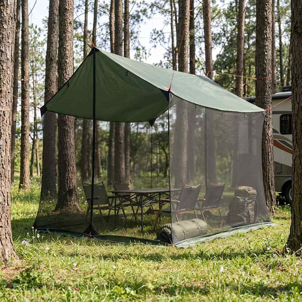 vidaXL Campingtarp med n&auml;tv&auml;ggar Arm&eacute;gr&ouml;n 270 x 210 x 210 cm