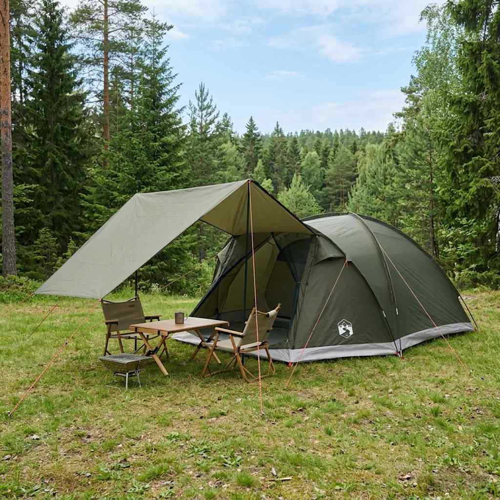 vidaXL Hyttetelt 6-personers Army grøn Polyester og Stål