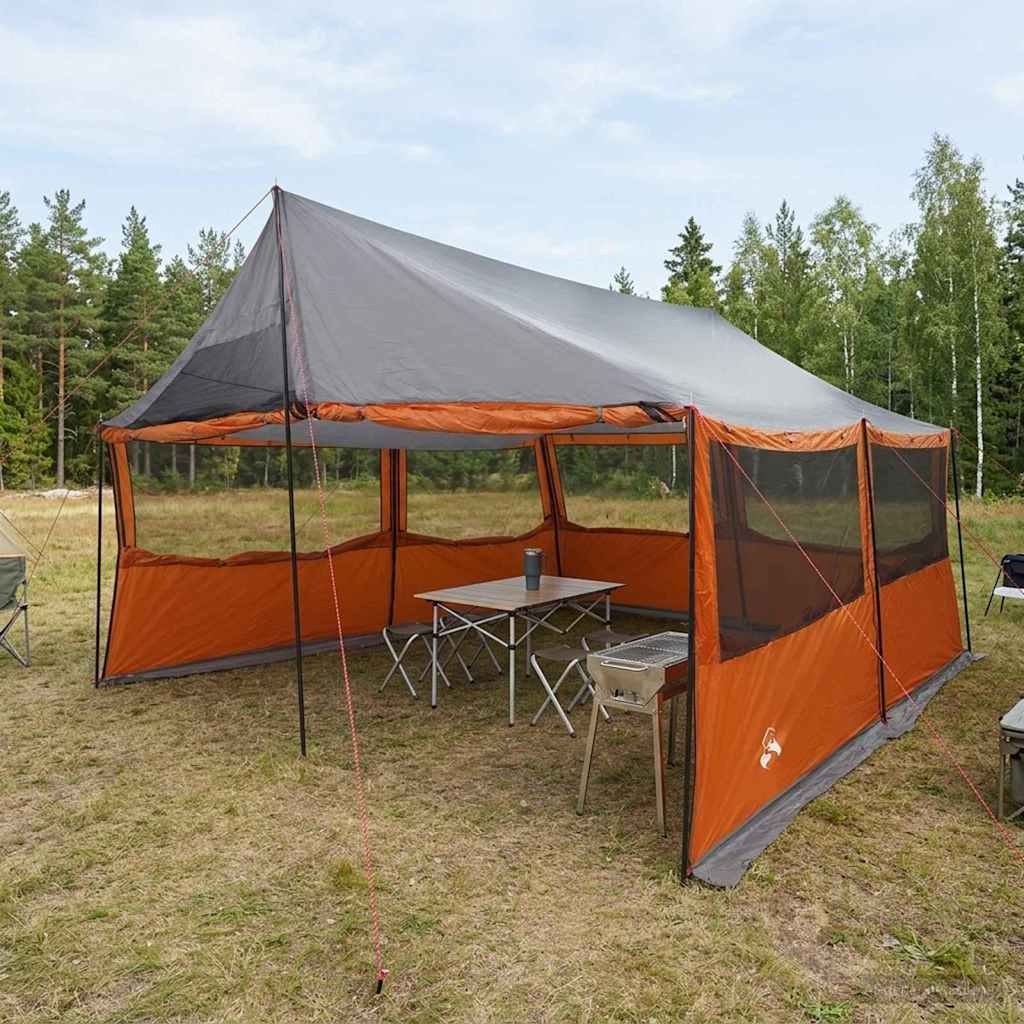 Perhe Teltta katolla Harmaa ja oranssi 450 x 400 x 265 cm