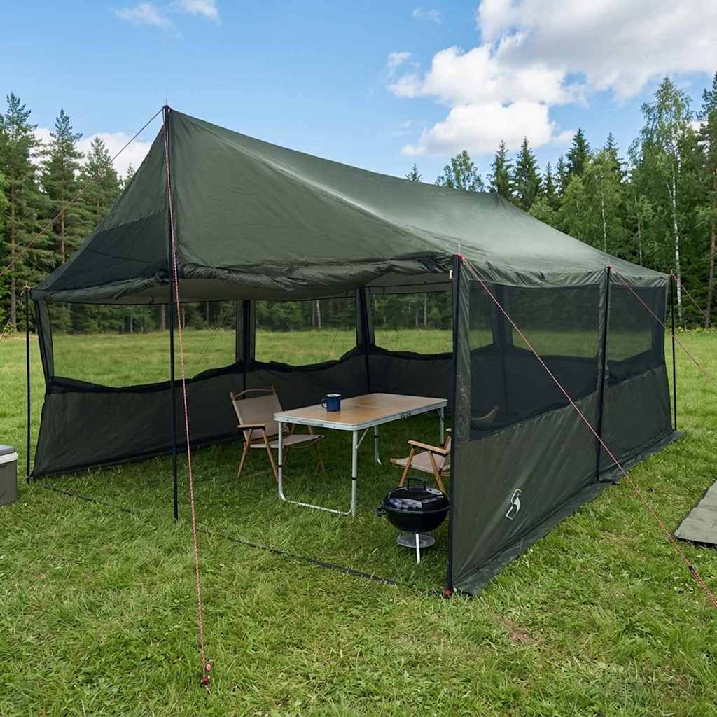 vidaXL Familjet&auml;lt Arm&eacute;gr&ouml;n 450 x 400 x 265 cm Polyester och St&aring;l