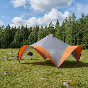 Zabavni šotor s streho Siva in oranžna 500 x 500 x 350 cm