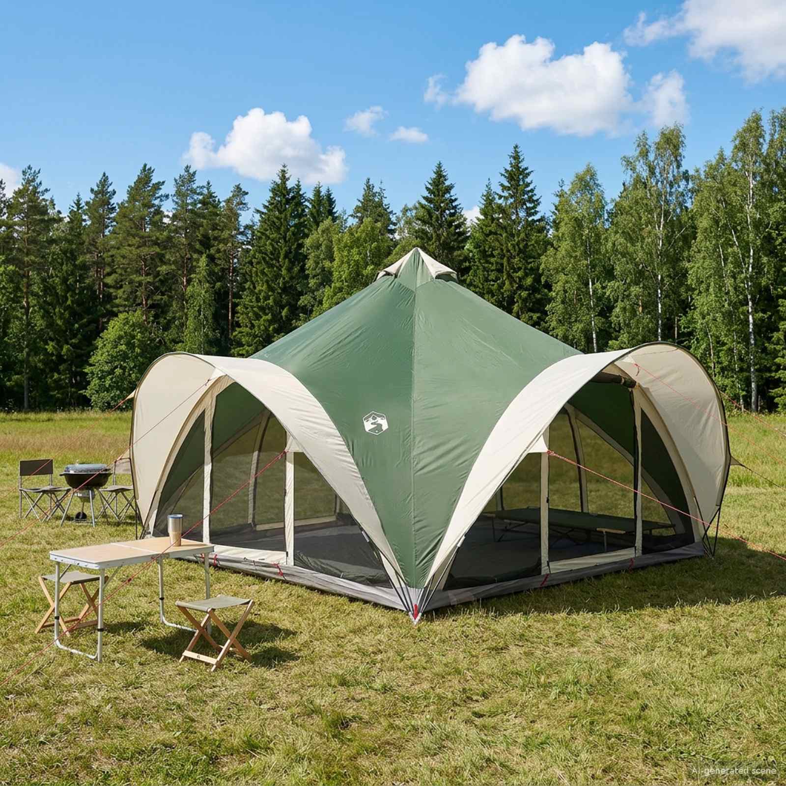 vidaXL Tipi Zelt mit Dach Grün 18-Personen Polyester und Stahl
