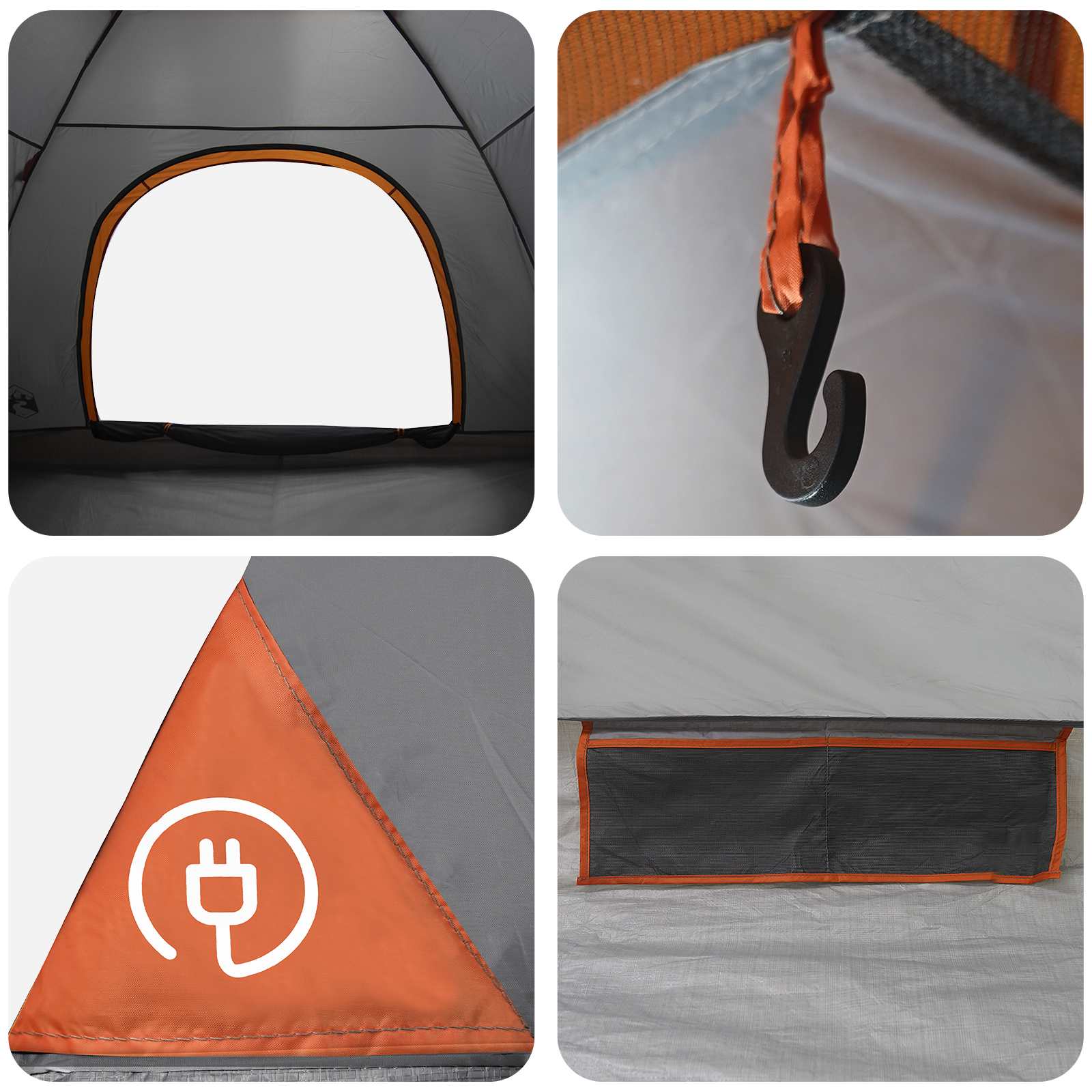 Leirintäteltat katolla Harmaa ja oranssi 275 x 215 x 125 cm - Image 10
