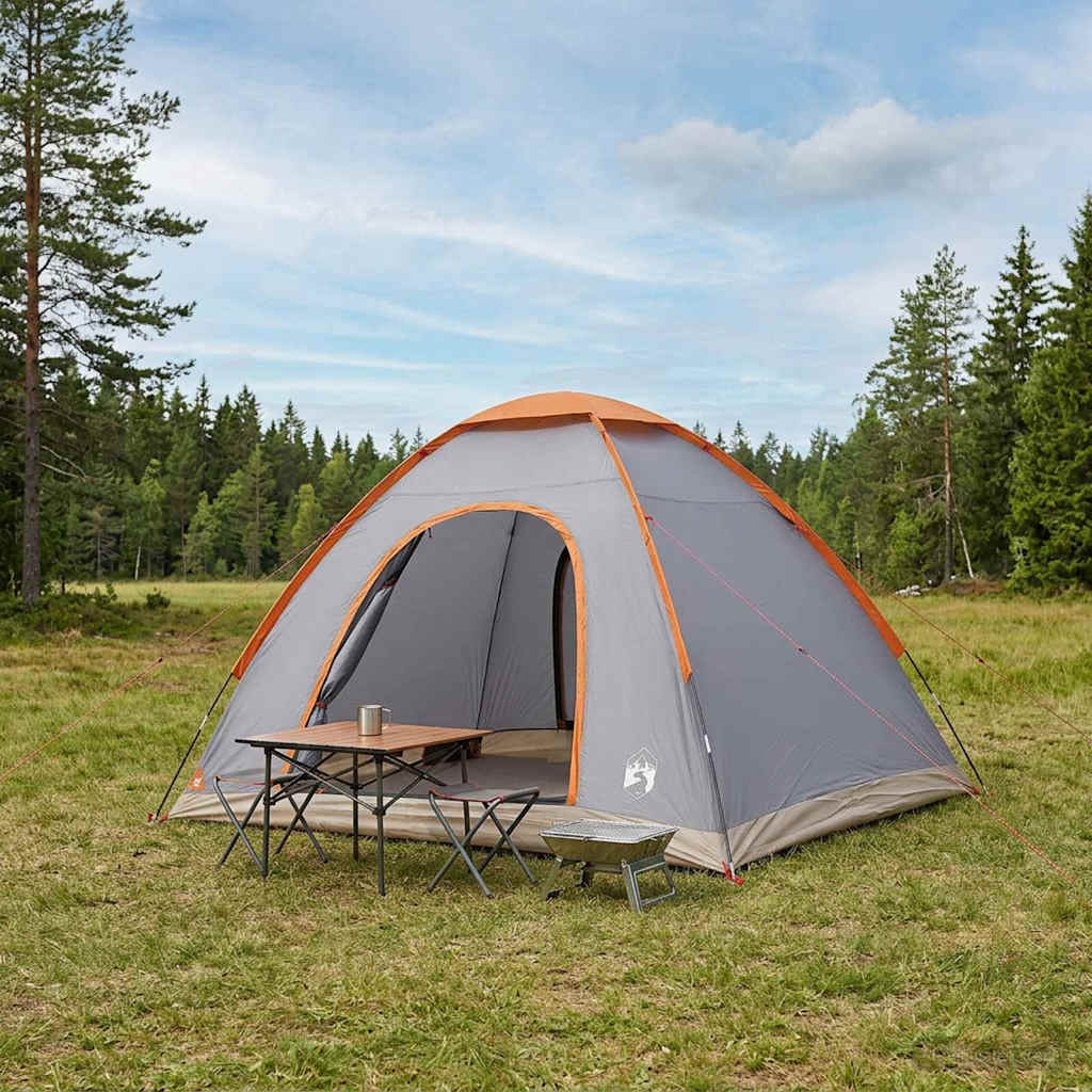 vidaXL Cort de Camping Gri și Portocalie 275 x 215 x 125 cm