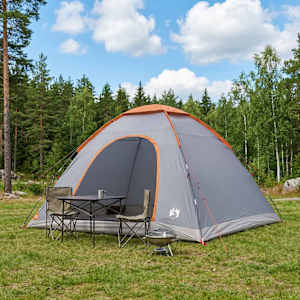 Kamperski šotor s streho Siva in oranžna 335 x 275 x 180 cm