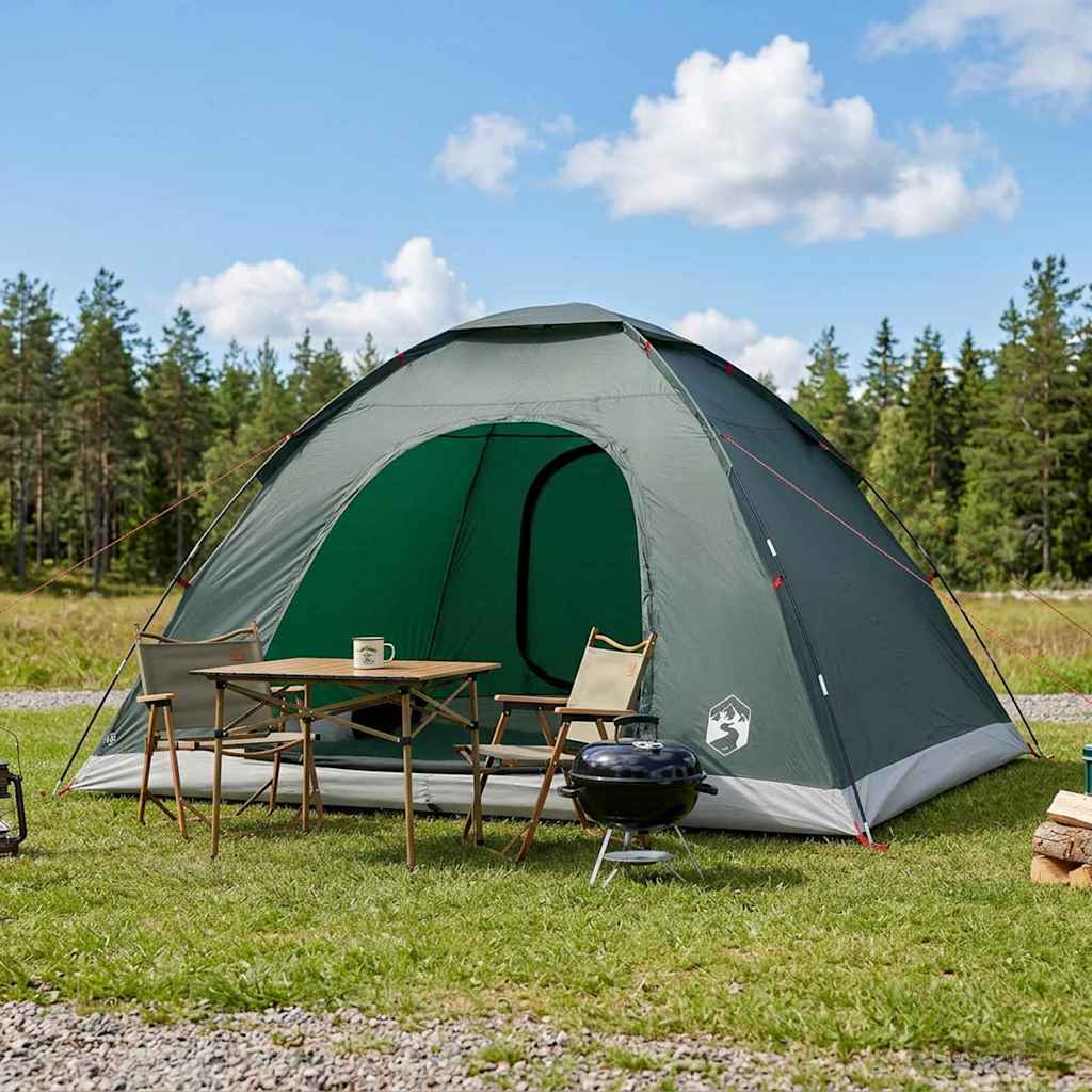 vidaXL Cort de Camping cu acoperiș Verde Army 335 x 275 x 180 cm