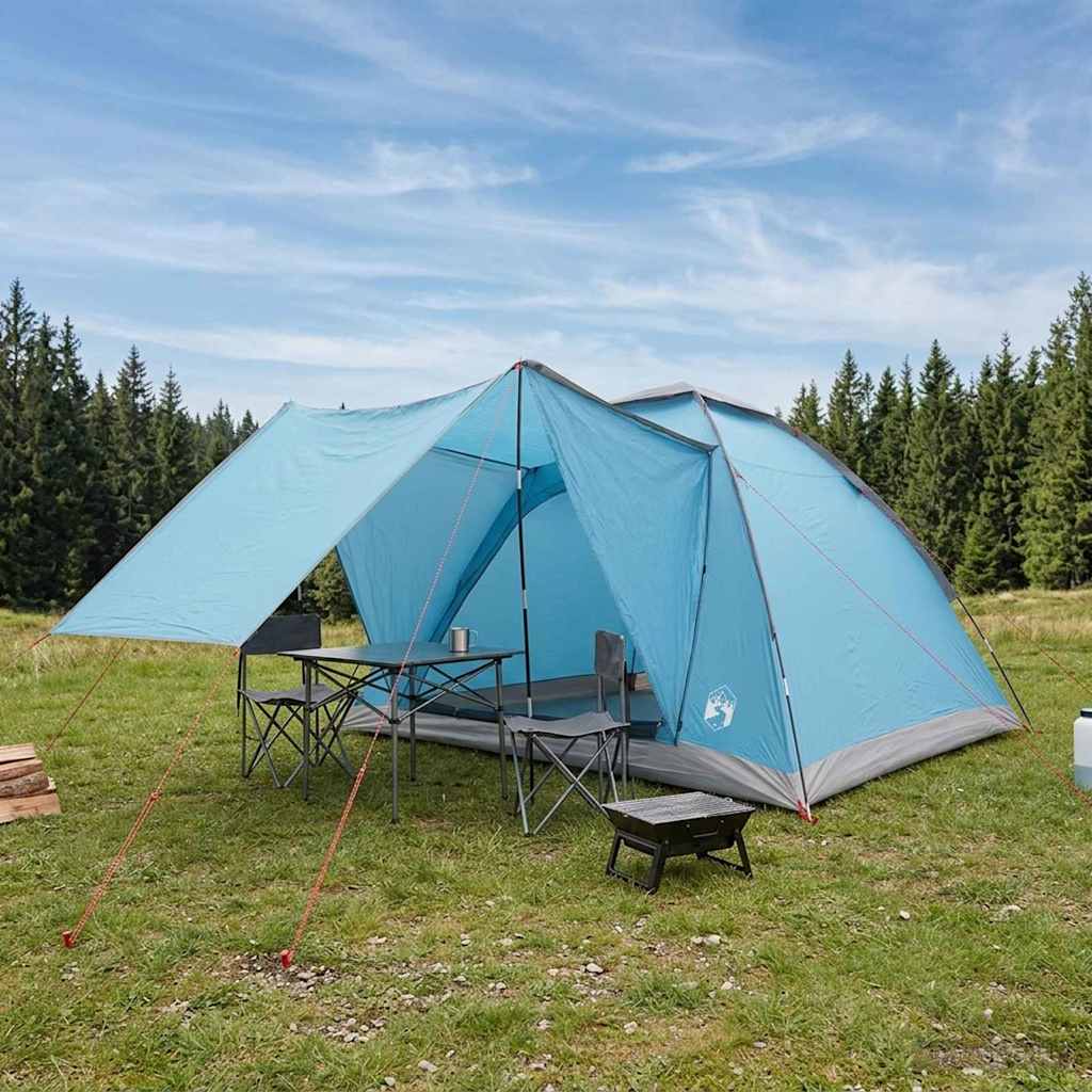 vidaXL Cort de Camping albastru 4 persoane Poliester și oțel
