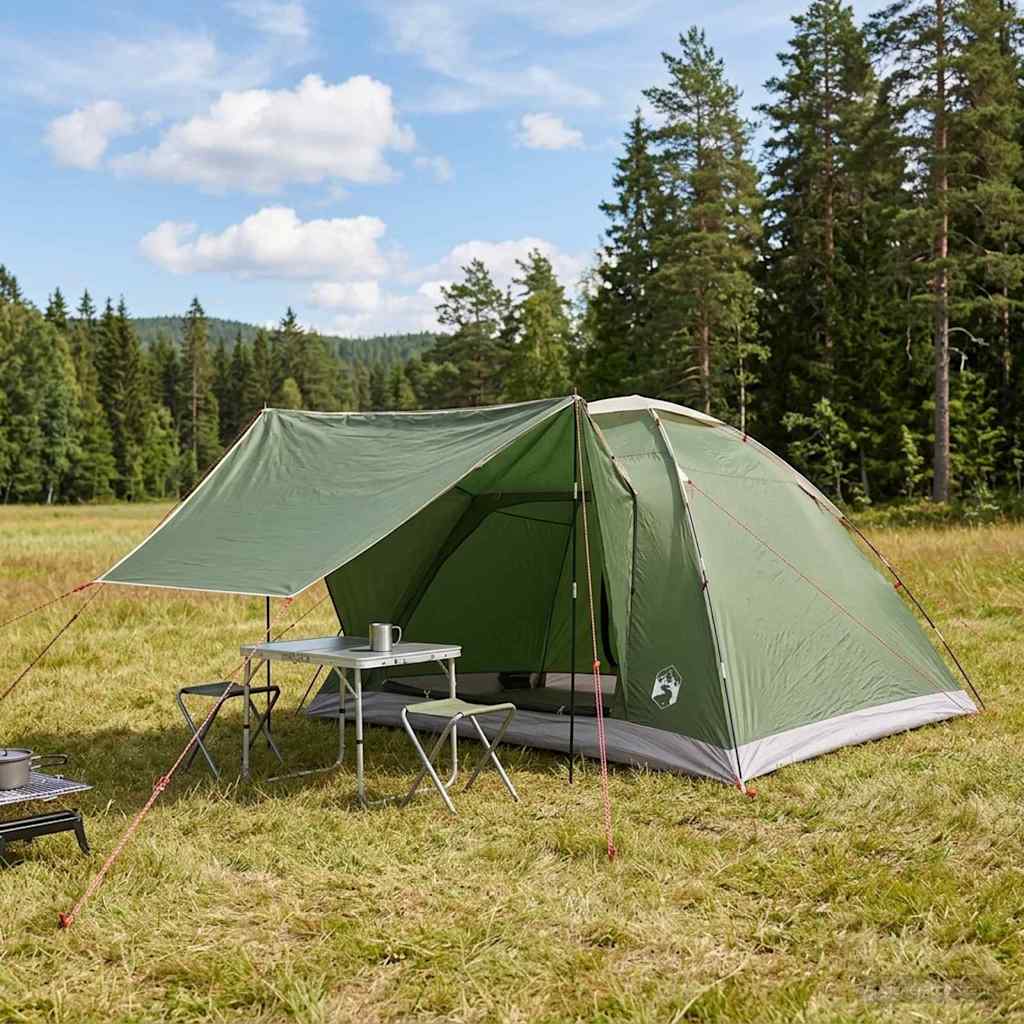 vidaXL Campingzelt mit Dach Grün 6-Personen Polyester und Stahl vidaXL Campingzelt mit Dach Grün 6-Personen Polyester und Stahl