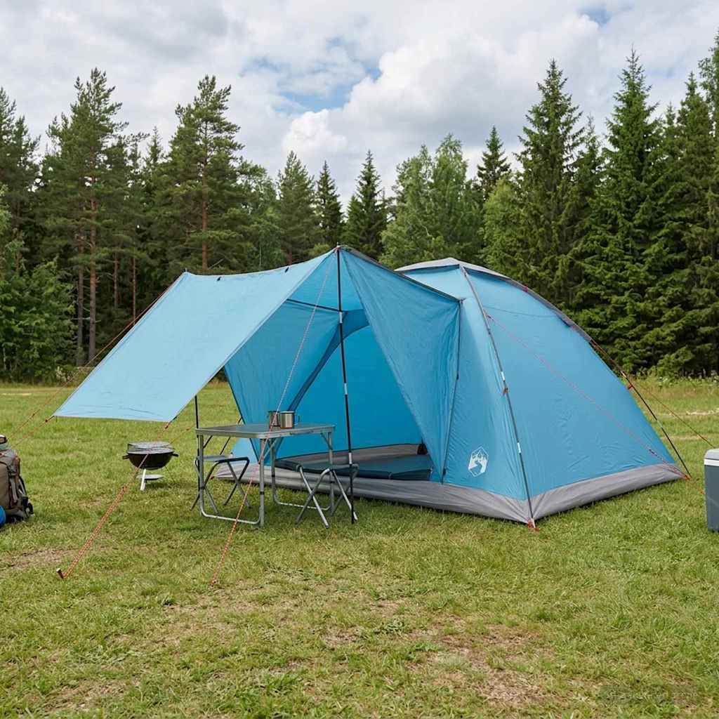vidaXL Cort de Camping albastru 6 persoane Poliester și oțel