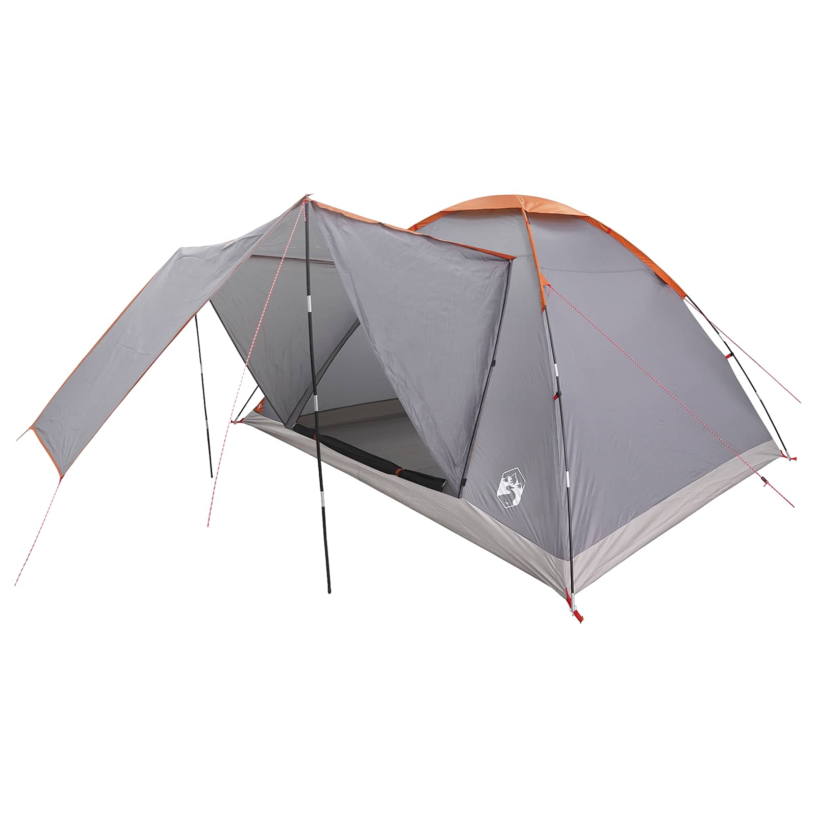 vidaXL Cort de Camping Gri și Portocalie 6 persoane Poliester și oțel