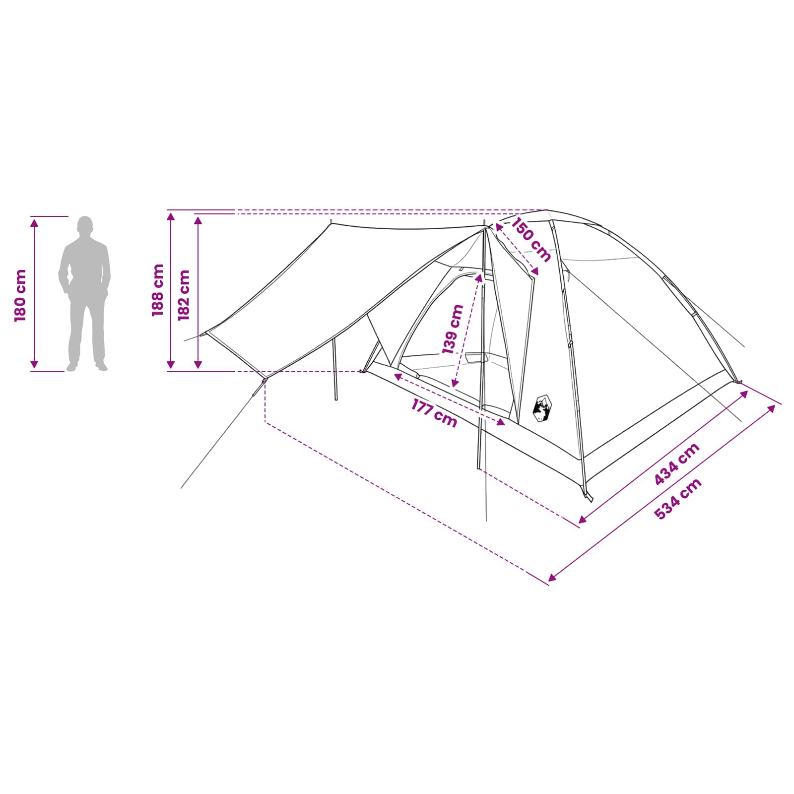 Campingtält och orange 6 personer Polyester och