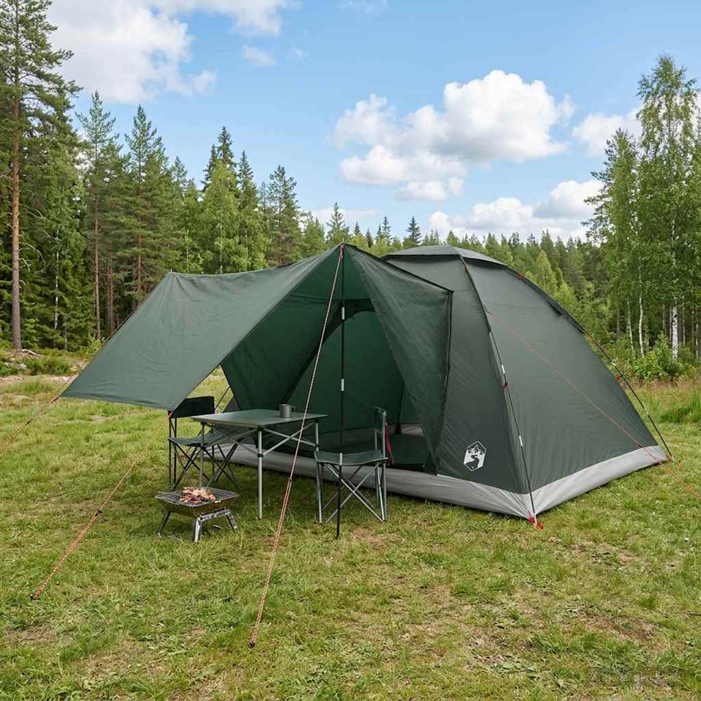 vidaXL Cort de Camping Verde Army 335 x 275 x 180 cm Poliester și oțel