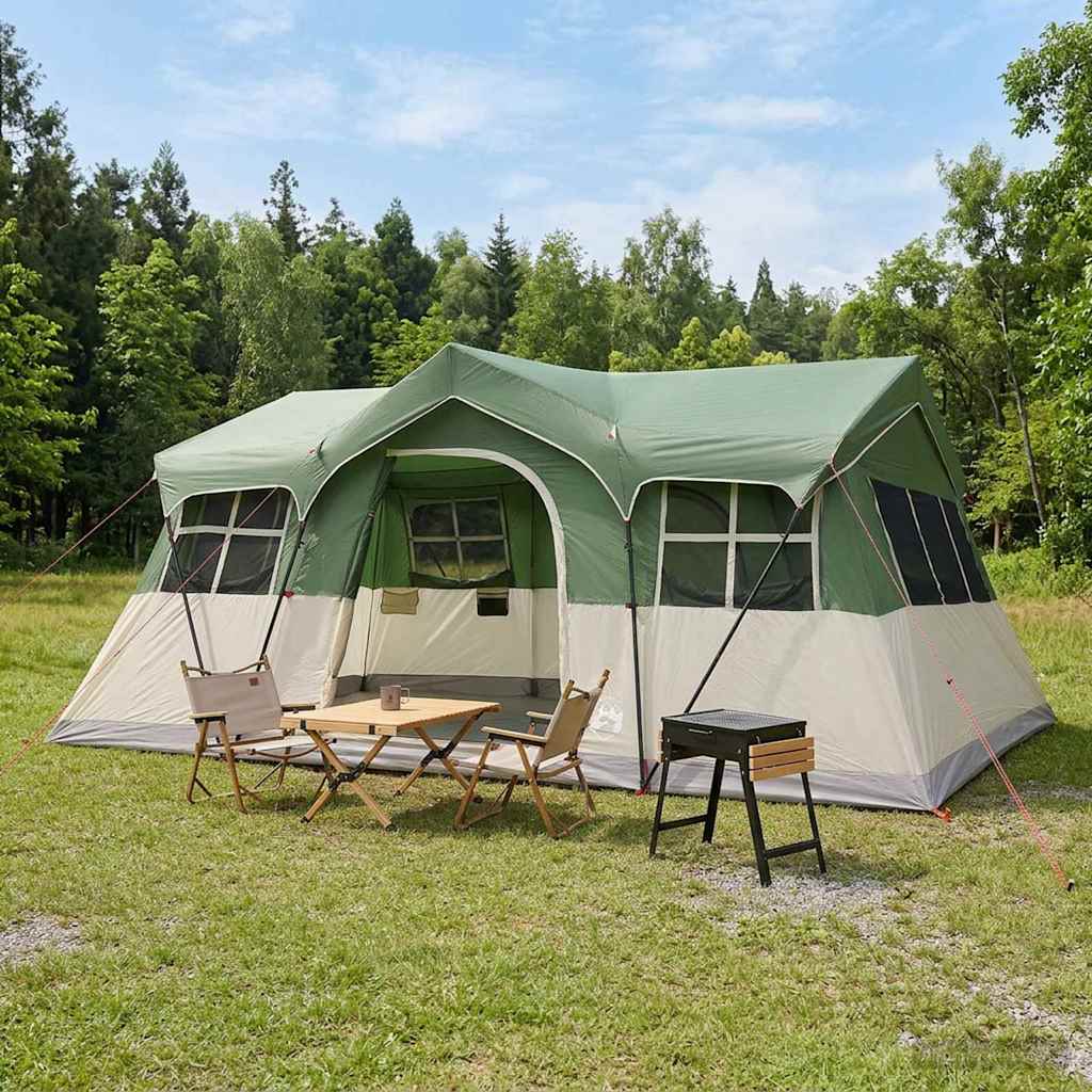 vidaXL Familjet&auml;lt med tak Gr&ouml;n 487 x 340 x 216 cm Polyester och St&aring;l