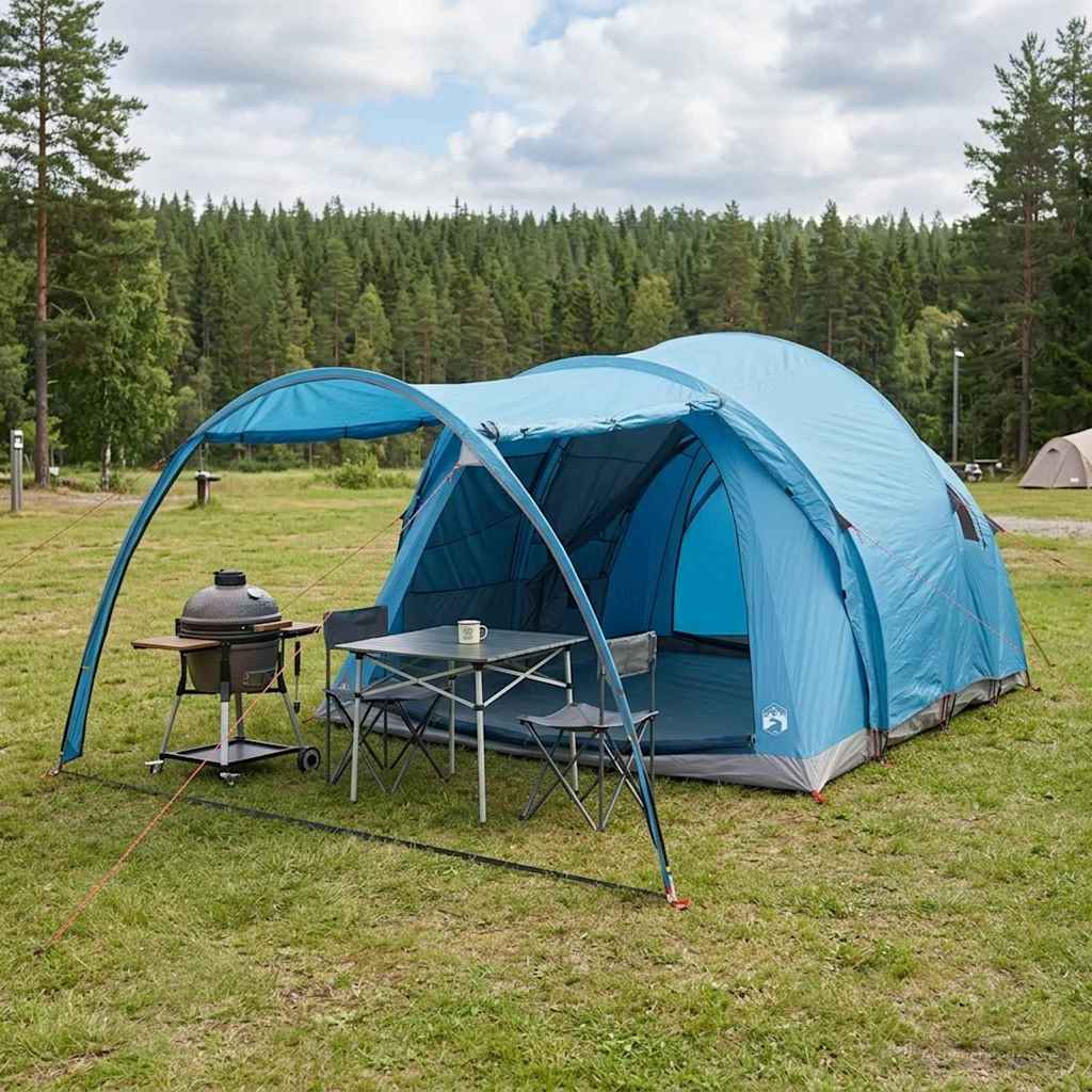 vidaXL Tunelski šotor Modra 370 x 275 x 210 cm Poliester in jeklo