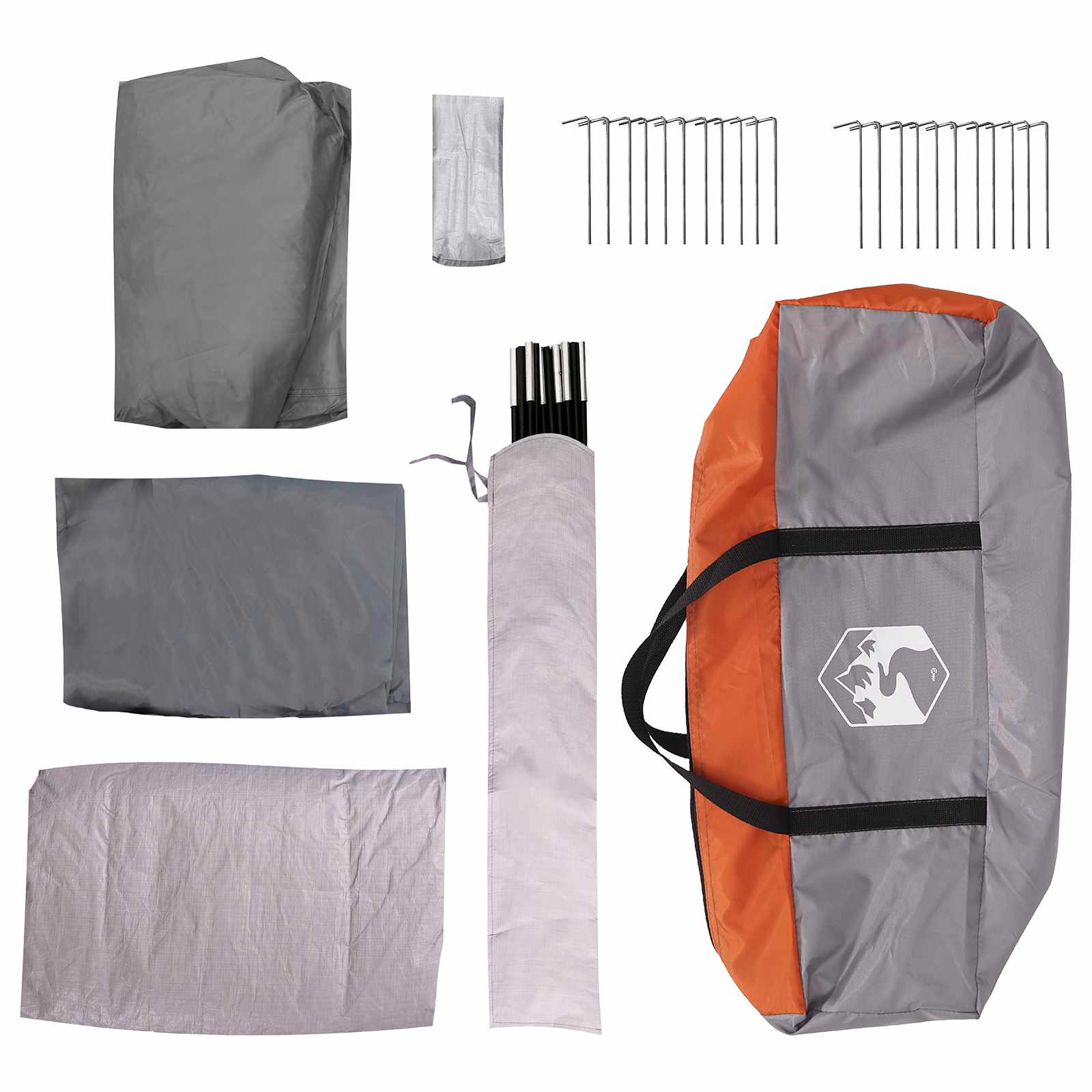 vidaXL Tunelski šotor s streho Siva in oranžna 370 x 275 x 210 cm - slika 10