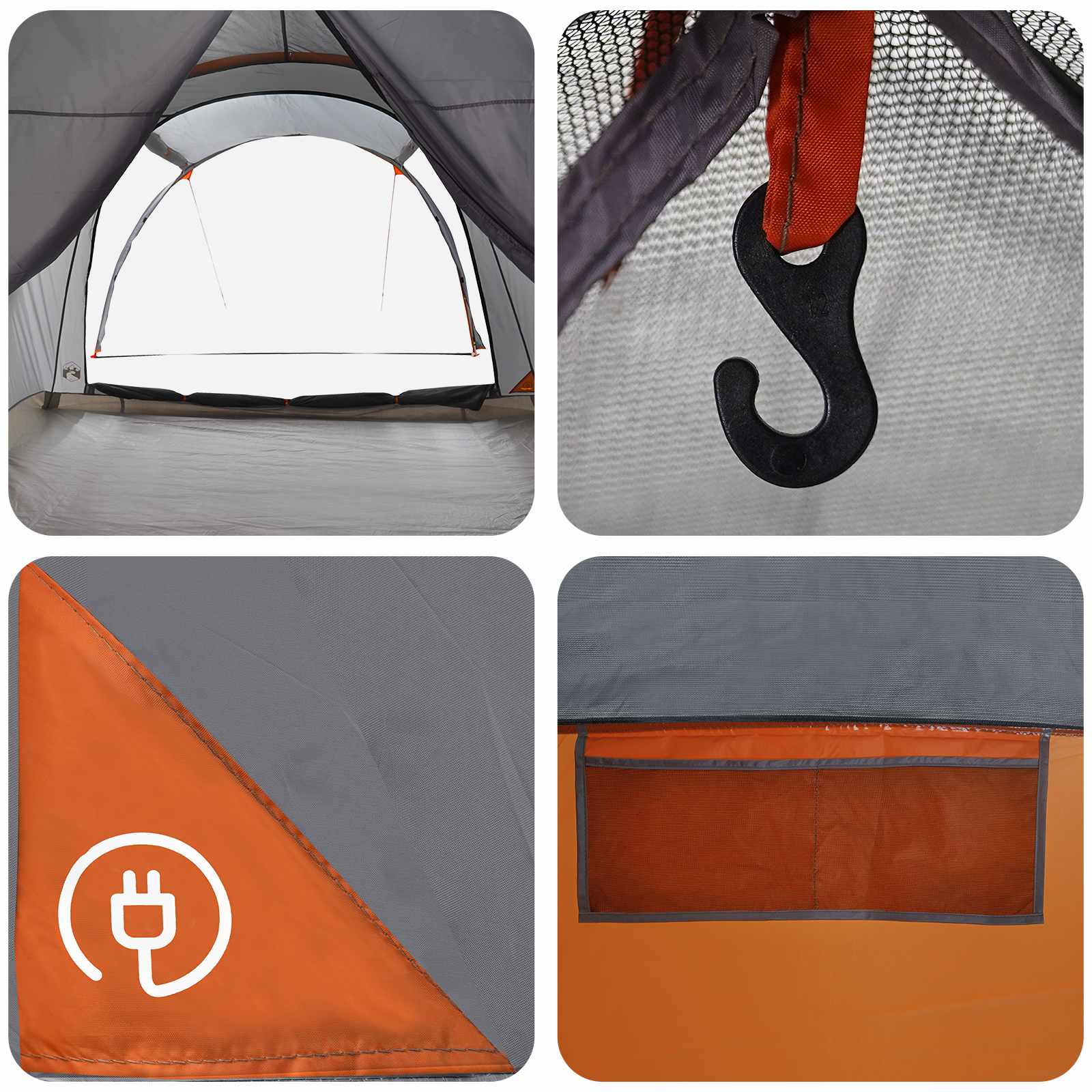 vidaXL Tunelski šotor s streho Siva in oranžna 370 x 275 x 210 cm - slika 11