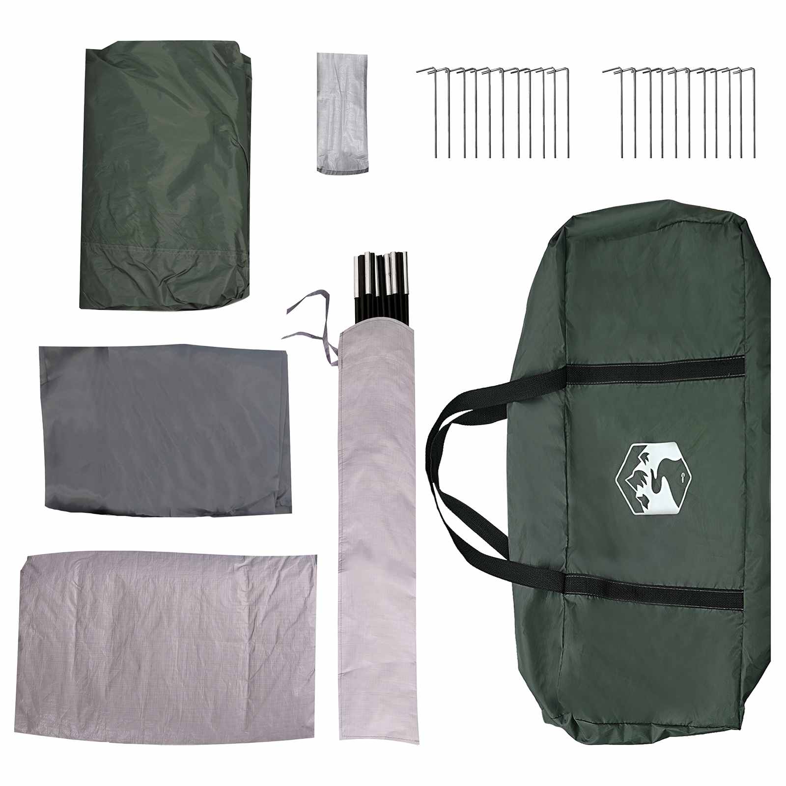 vidaXL Tunnelzelt Olivegrün 370 x 275 x 210 cm Polyester und Stahl – Bild 10