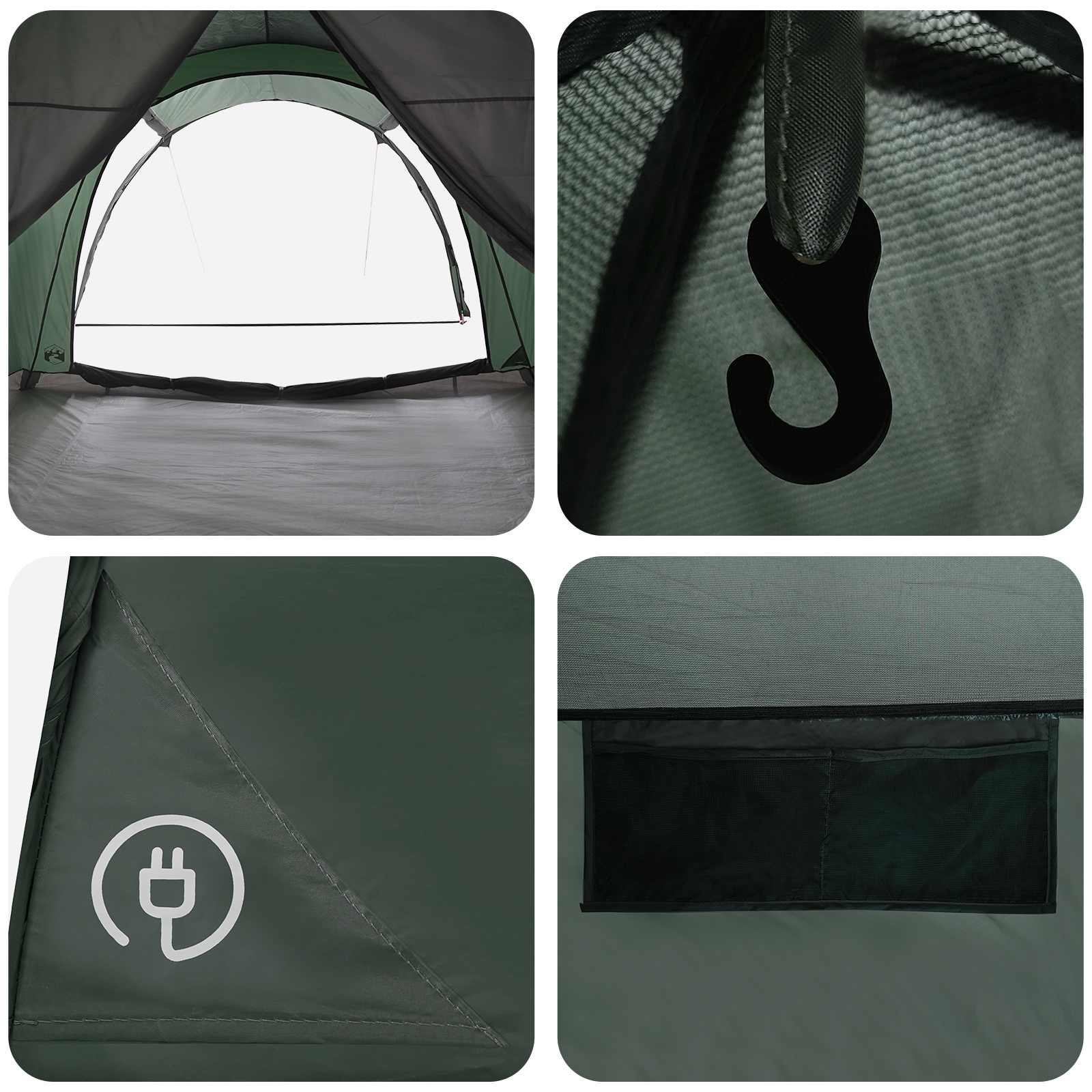 vidaXL Tunnelzelt Olivegrün 370 x 275 x 210 cm Polyester und Stahl – Bild 11