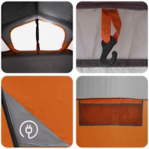 Chata stan Šedá a oranžová 480 x 273 x 205 cm Polyester a ocel - obrázek 10