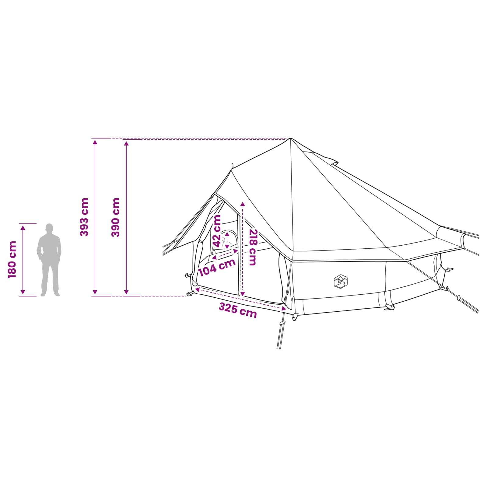 vidaXL Tipi šotor s streho Siva in oranžna 700 x 700 x 395 cm - slika 11