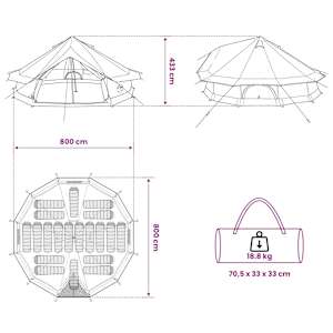 Tipi stan Zelená 800 x 800 x 430 cm Polyester a ocel - obrázek 11