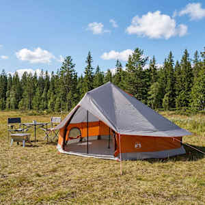 Tipi šotor 20-osebni Siva in oranžna Poliester in jeklo