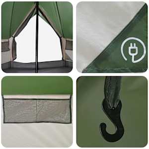 Tipi stan se střechou Zelená 250 x 250 cm Polyester a ocel - obrázek 8