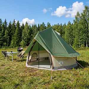 Tipi stan se střechou Zelená 250 x 250 cm Polyester a ocel - obrázek 1