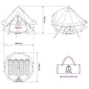 Tipi stan se střechou Zelená 250 x 250 cm Polyester a ocel - obrázek 11