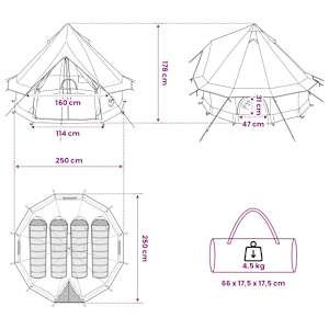 Tipi stan se střechou Modrá 250 x 250 cm Polyester a ocel - obrázek 11