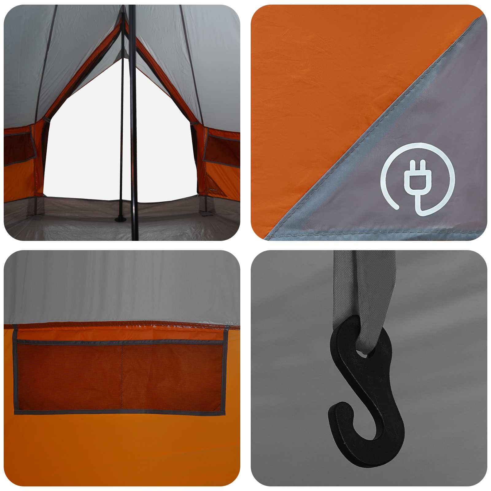 Tipi stan Šedá a oranžová 250 x 250 cm Polyester a ocel - obrázek 8