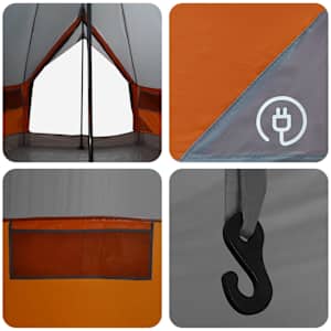Tipi stan Šedá a oranžová 250 x 250 cm Polyester a ocel - obrázek 8