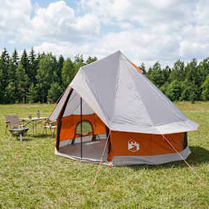 Tipi stan Šedá a oranžová 250 x 250 cm Polyester a ocel - obrázek 1