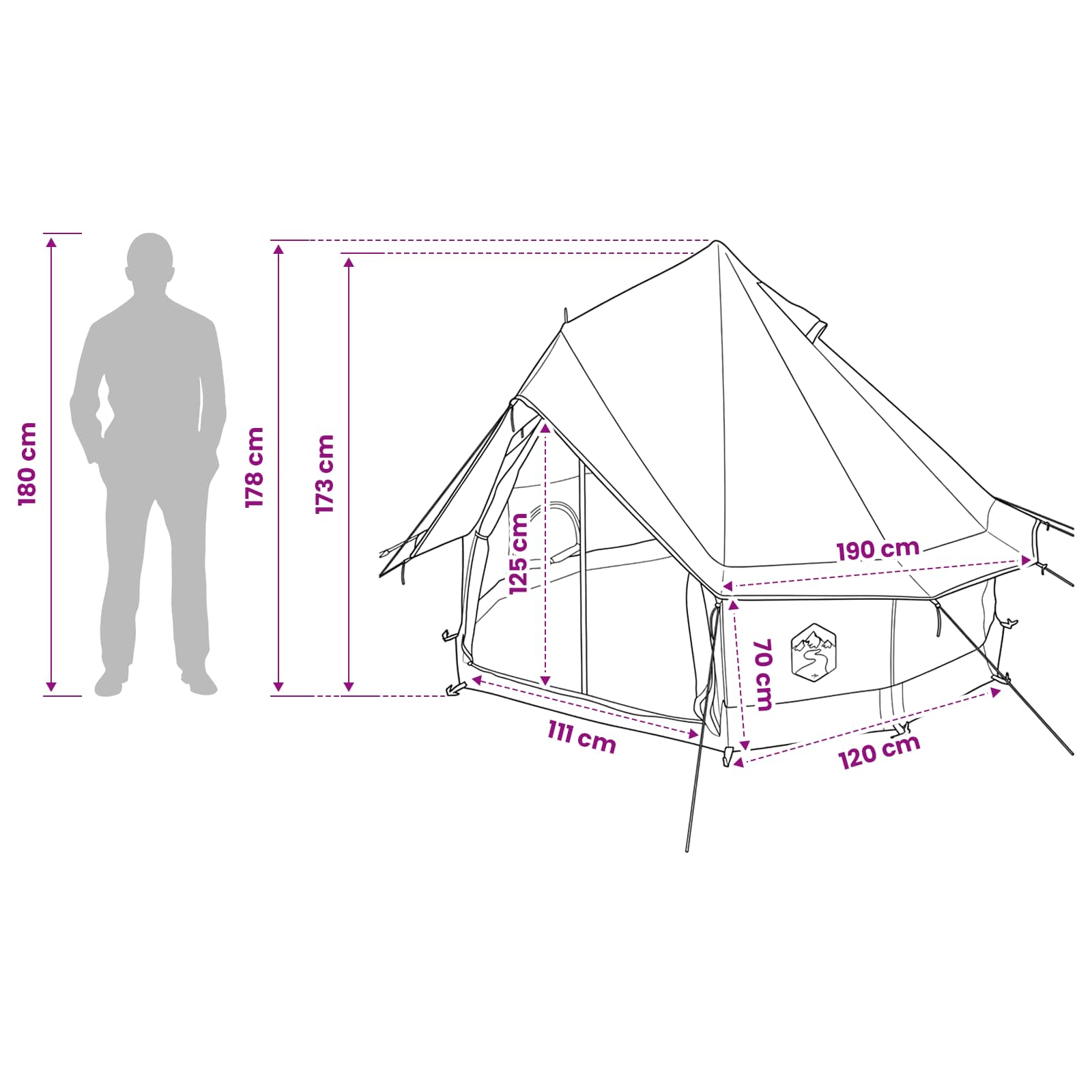 Tipi stan Armádně zelená 250 x 250 cm Polyester a ocel - obrázek 12