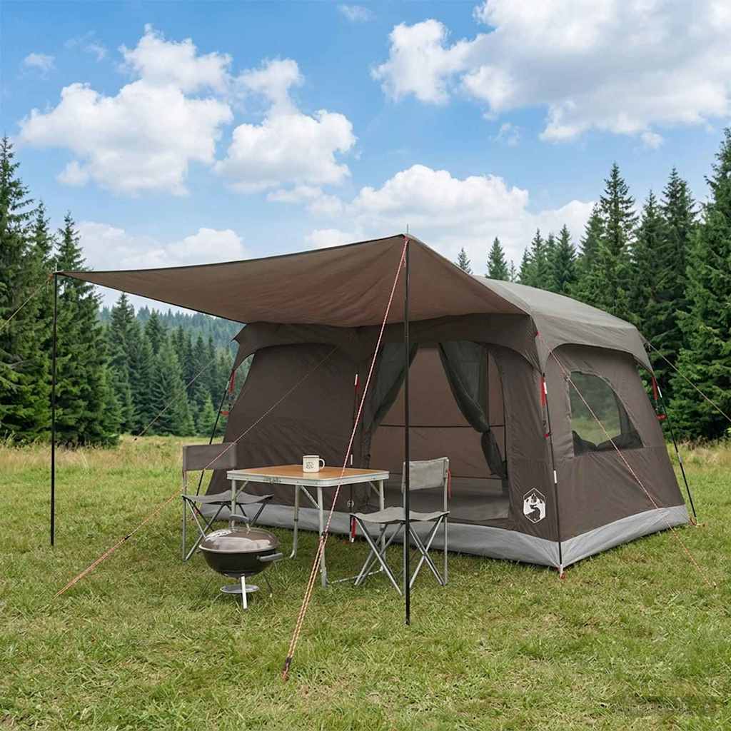 vidaXL Cort de Familie Culoare Maro Gri 320 x 210 x 180 cm Poliester