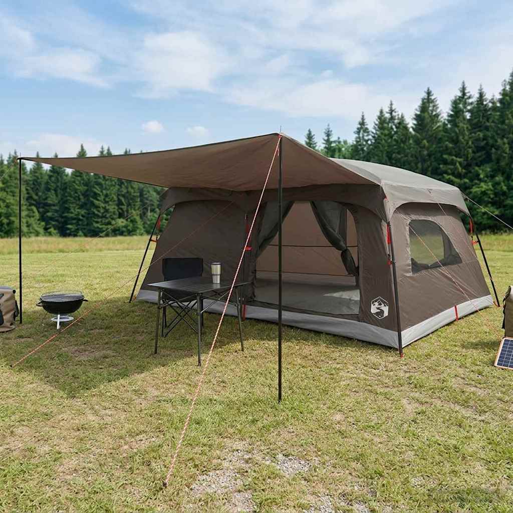 vidaXL Familienzelt Braun Grau 500 x 400 x 230 cm Polyester und Stahl