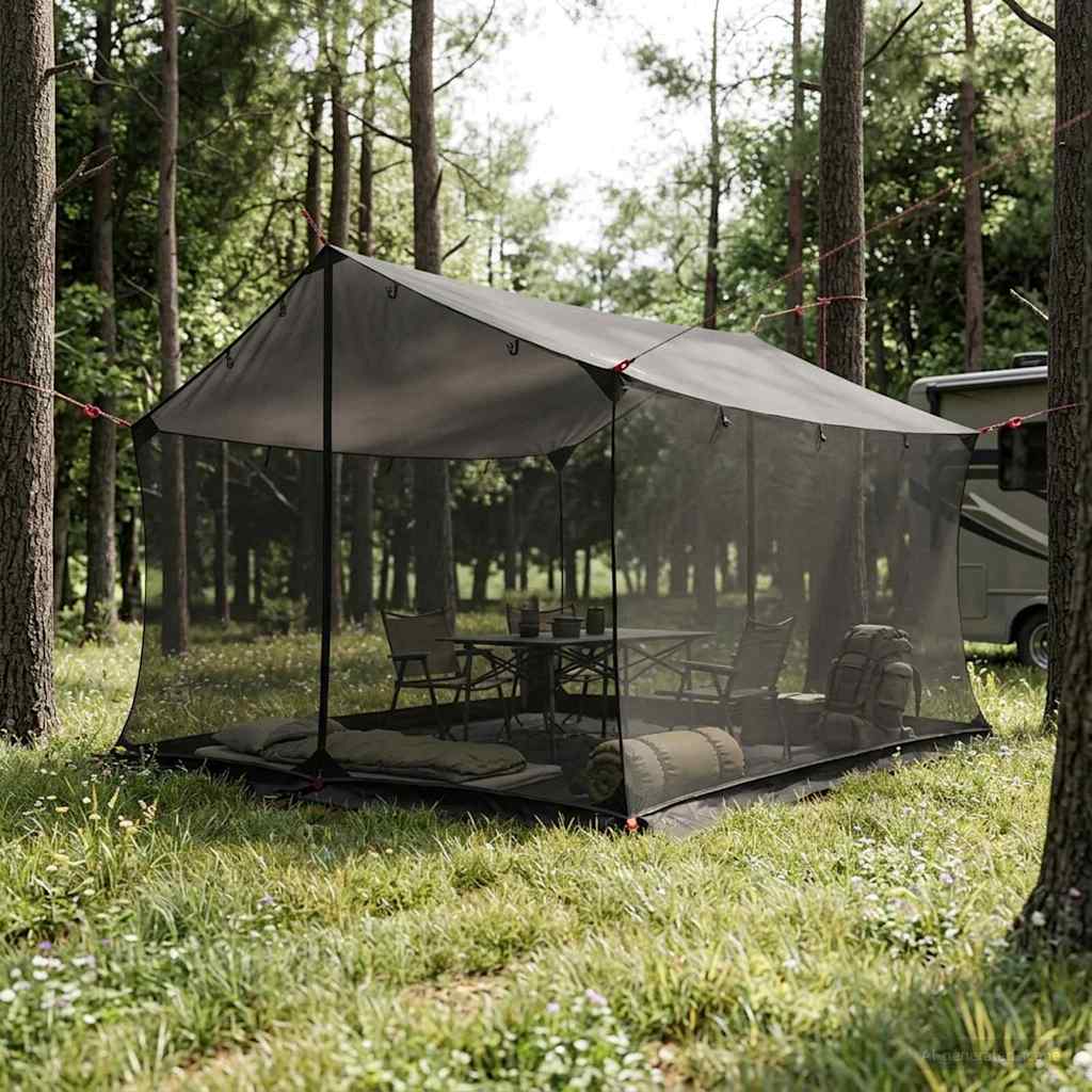 Camping-teltta verkkoseinillä Ruskea Harmaa 340 x 260 x 220 cm
