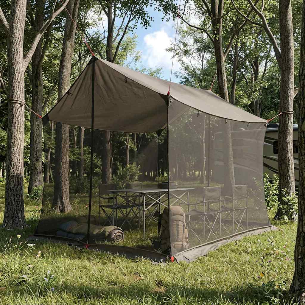 vidaXL Camping-Tarp mit Netzwänden Braun Grau 270 x 210 x 210 cm