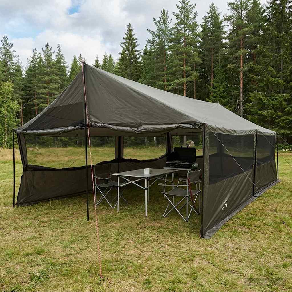 vidaXL Familienzelt Braun grau 600 x 400 x 268 cm Polyester und Stahl