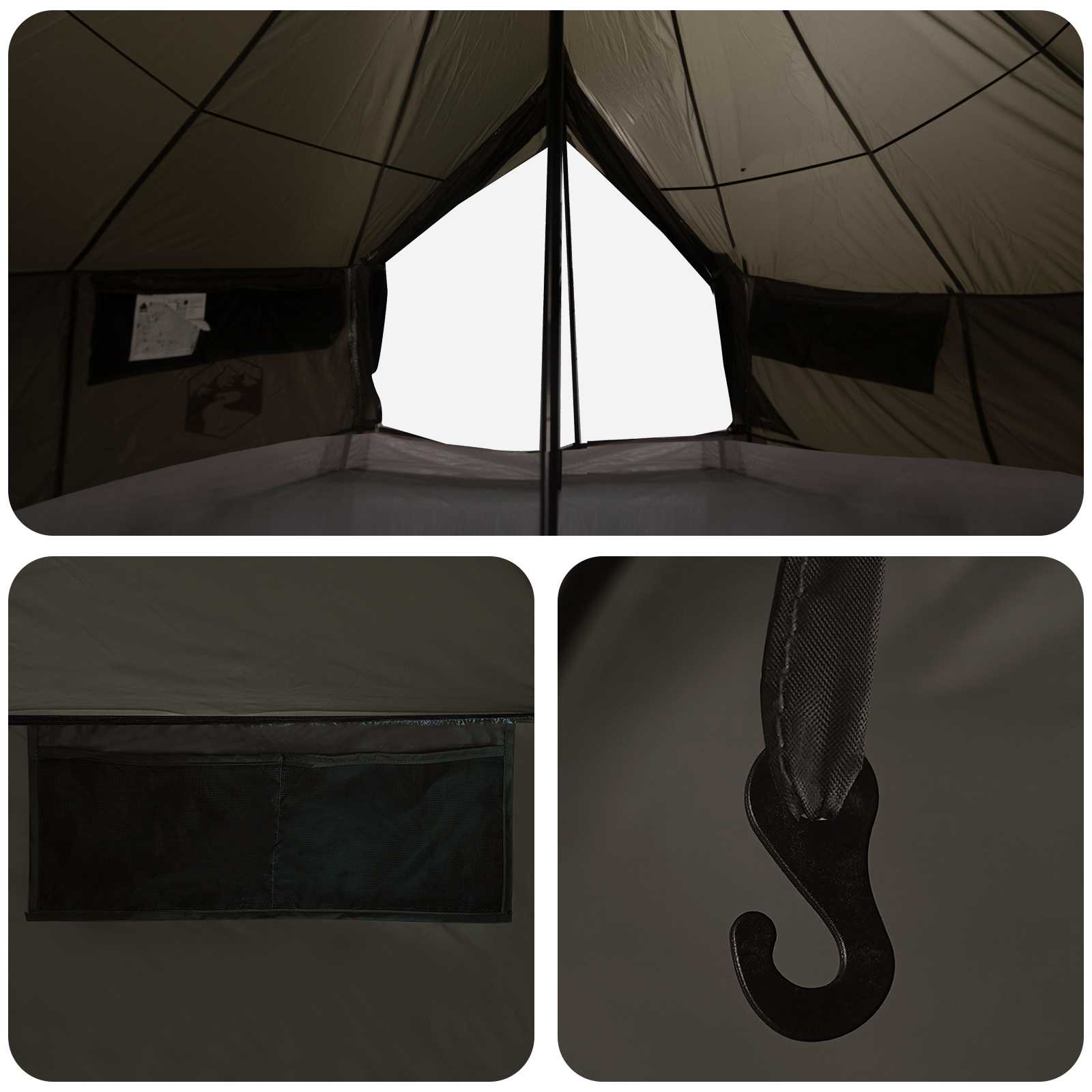 vidaXL Tipi šotor Rjava siva 700 x 700 x 395 cm Poliester in jeklo - slika 7