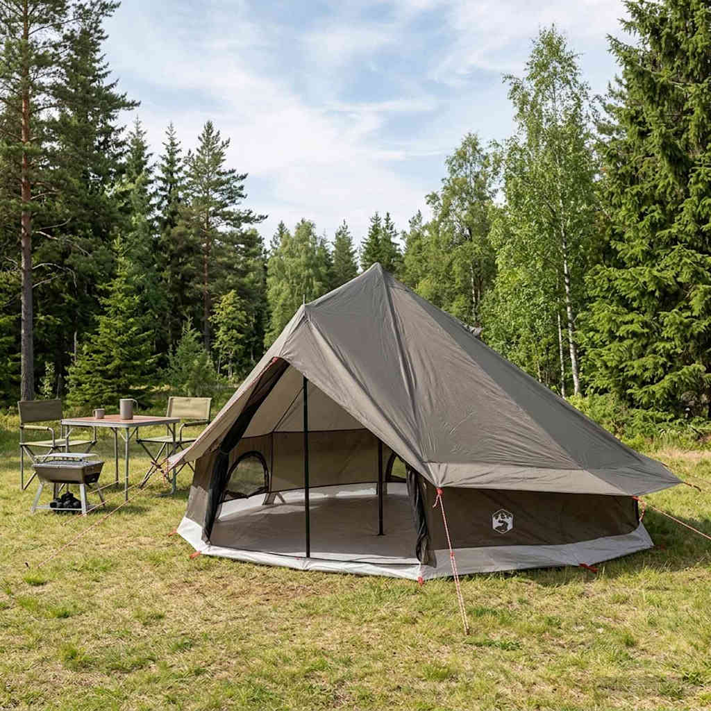 Tipi stan Hnědošedý 700 x 700 x 395 cm Polyester a ocel