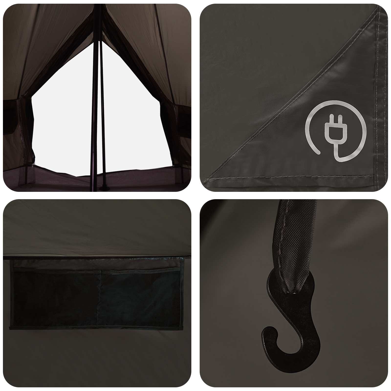 Tipi stan se střechou Hnědošedý 250 x 250 cm Polyester a ocel - obrázek 8