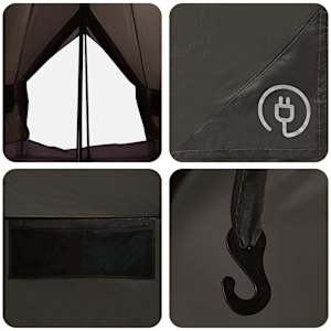 Tipi stan se střechou Hnědošedý 250 x 250 cm Polyester a ocel - obrázek 8