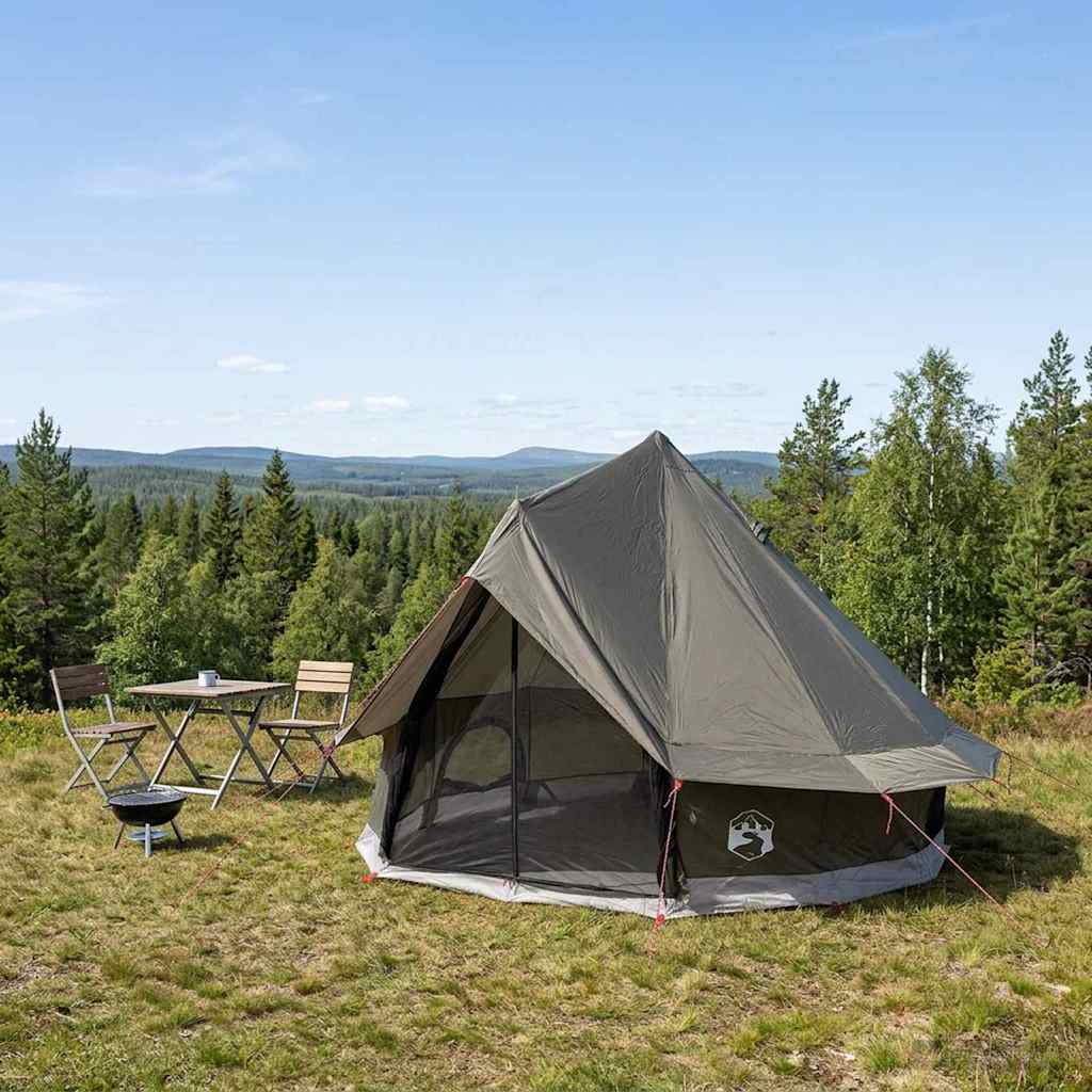 Tipi stan se střechou Hnědošedý 250 x 250 cm Polyester a ocel