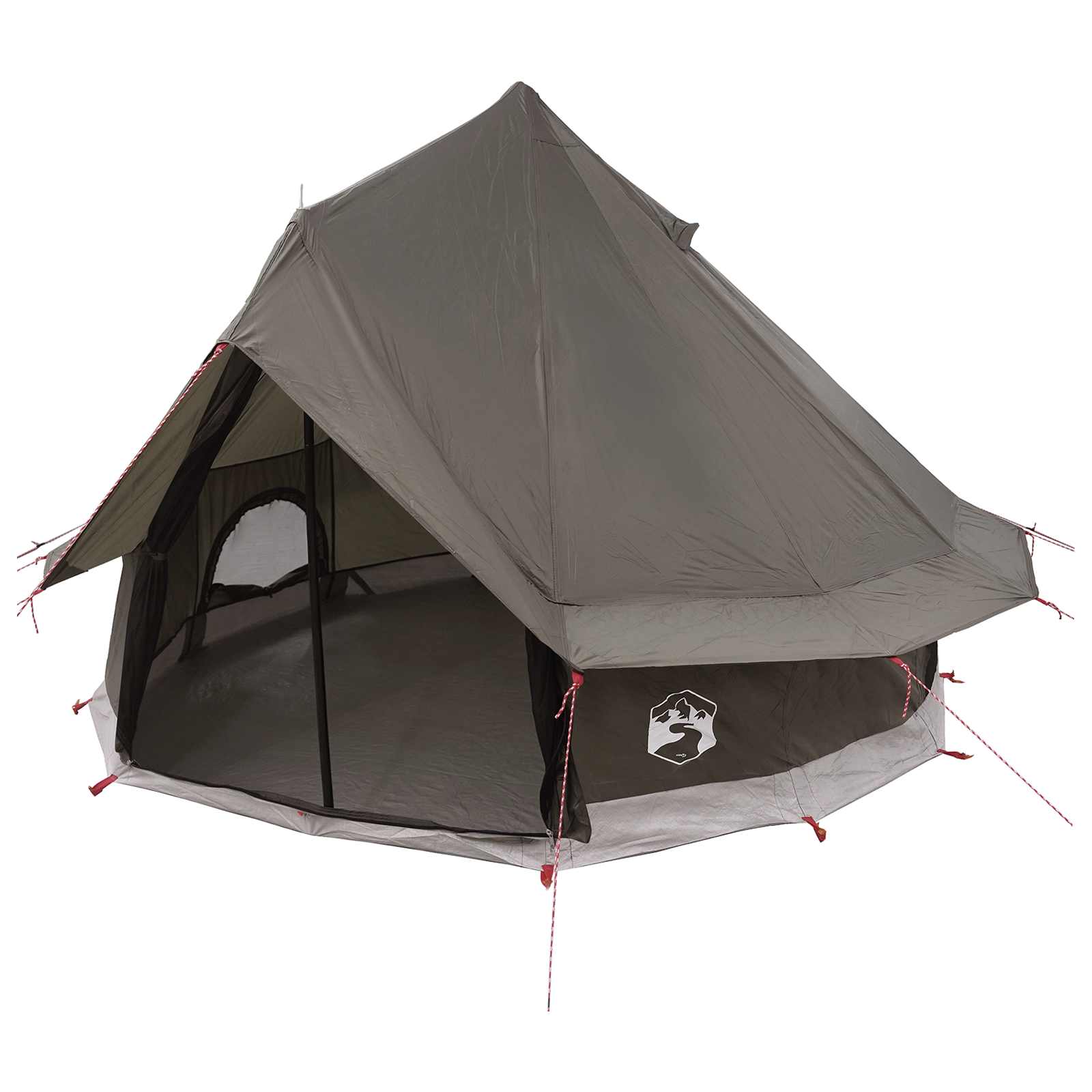 vidaXL Cort Tipi Culoare Maro Gri 250 x 250 cm Poliester și oțel