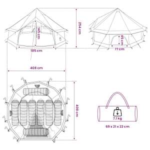 Tipi stan 8místný Olivově zelená Polyester a ocel - obrázek 13